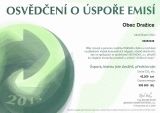 Osvědčení o úspoře emisí v roce 2016