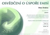 Osvědčení o úspoře emisí v roce 2015