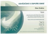Osvědčení o úspoře emisí v roce 2018